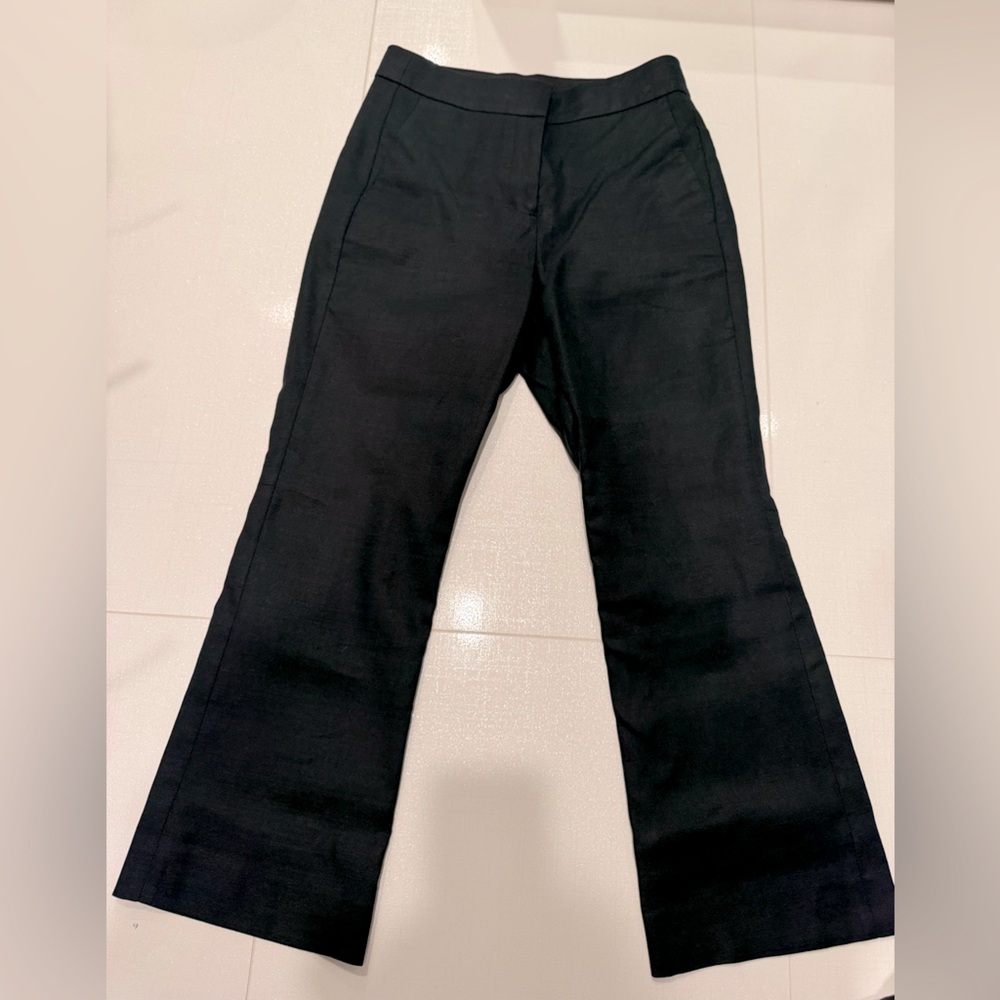 J Crew Hayden Black Linen Lined Pant, Crop Flair women’s size 2